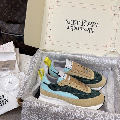 McQueen Sprint Sneakers Leather Seal Logo Sheepskin Insole