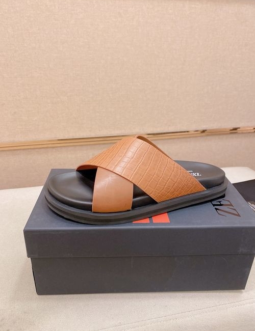Zegna Crocodile Embossed Leather Slippers