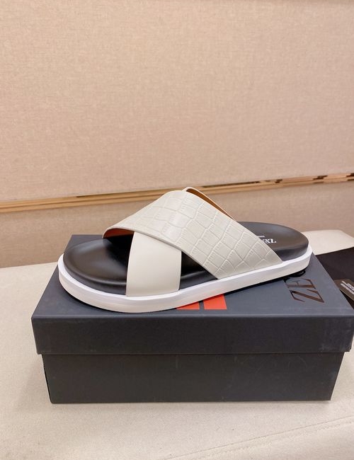 Zegna Crocodile Embossed Leather Slippers