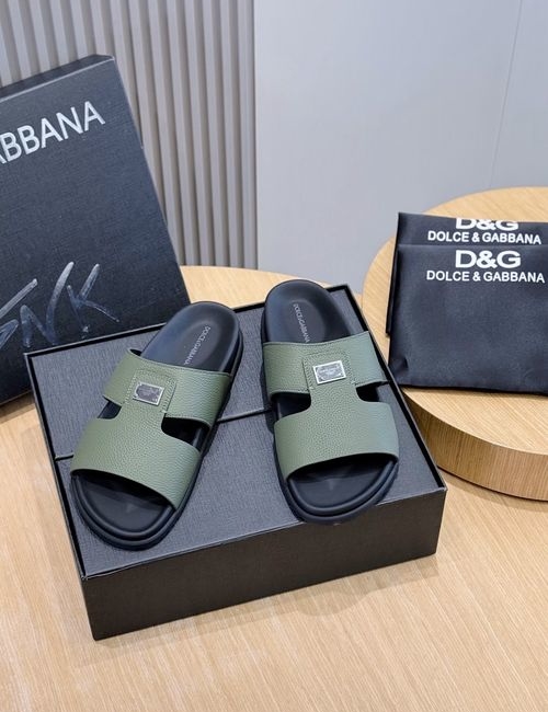 Dolce & Gabbana DG Calfskin Logo Slippers
