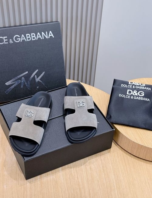 Dolce & Gabbana DG Calfskin Logo Slippers