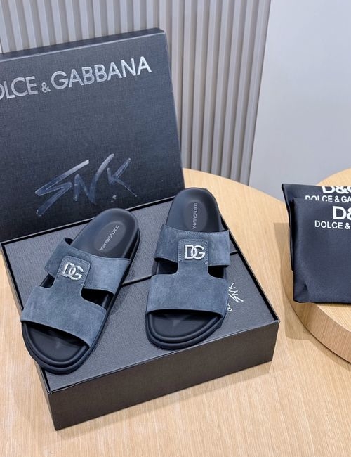 Dolce & Gabbana DG Calfskin Logo Slippers