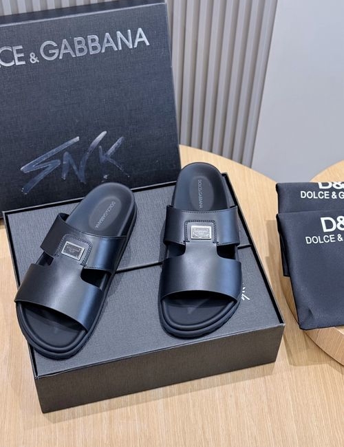 Dolce & Gabbana DG Calfskin Logo Slippers