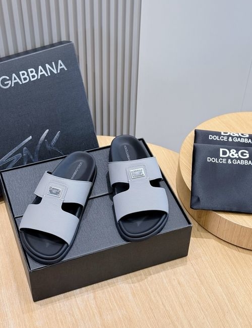 Dolce & Gabbana DG Calfskin Logo Slippers