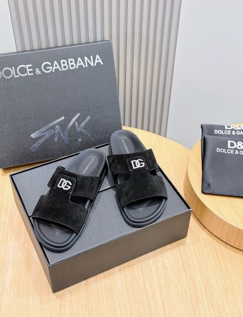 Dolce & Gabbana DG Calfskin Logo Slippers