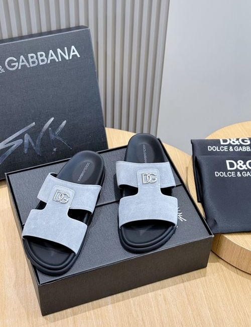 Dolce & Gabbana DG Calfskin Logo Slippers