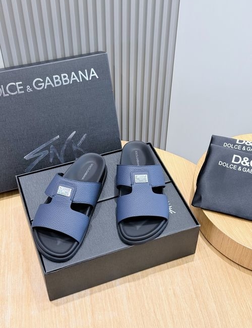 Dolce & Gabbana DG Calfskin Logo Slippers