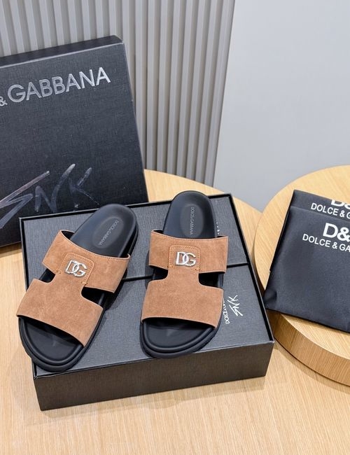 Dolce & Gabbana DG Calfskin Logo Slippers