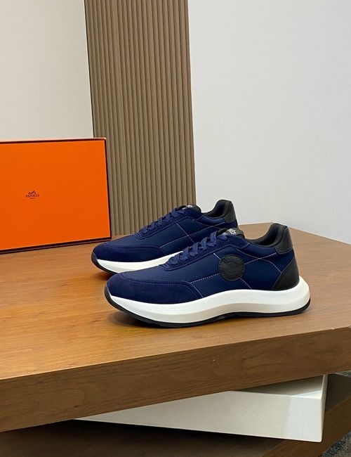 Hermes Premium Suede Mesh Casual Sneakers