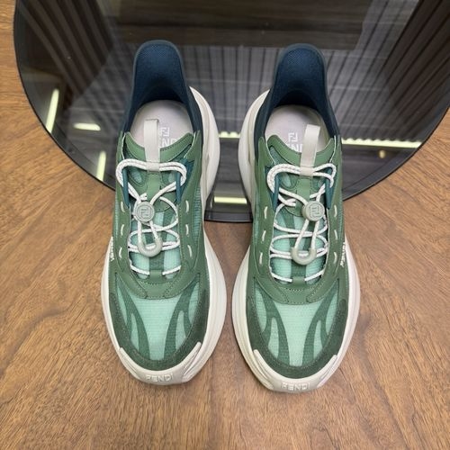Fendi F-Light Series Leather Mesh Sneakers