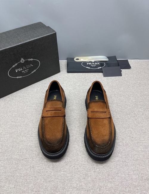 Prada Calfskin Derby Shoes With Thick Sole