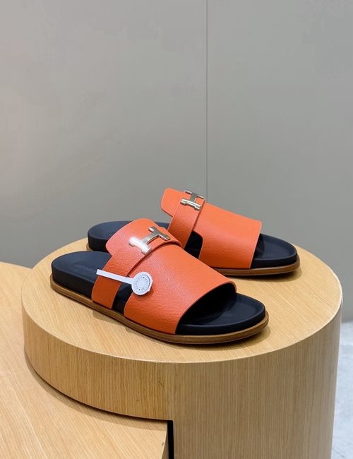 Hermes Slides Calfskin Upper Leather Outsole H Buckle