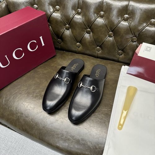 Gucci Black Calfskin Mule Silver Buckle Black Lining