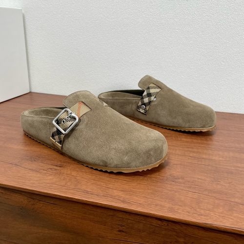 Burberry Urchin Plaid Leather Slide Sandals