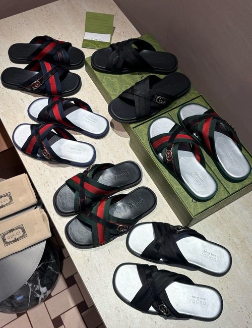 Gucci Webbing Cross Strap Sandals With Double G