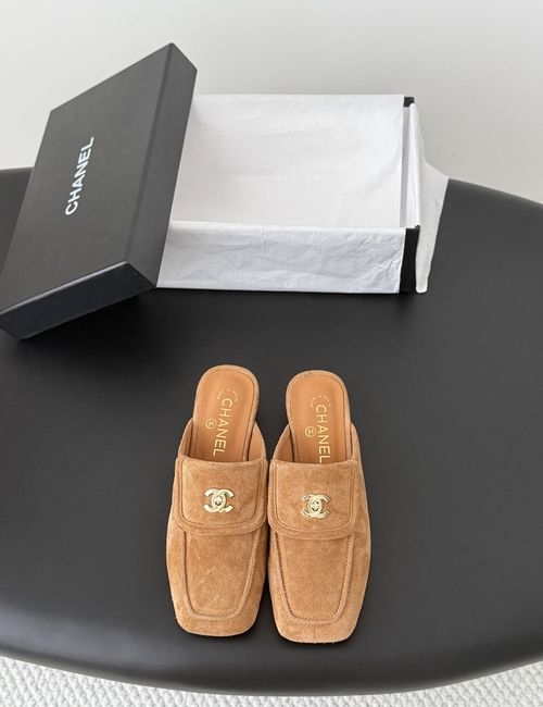 Chanel Vintage Schoolbag Buckle Slip-On, Leather Upper, Sheepskin Lining, Genuine Leather Sole