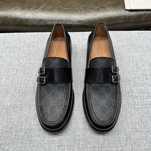 Gucci Double Buckle Leather Thick-sole Shoes