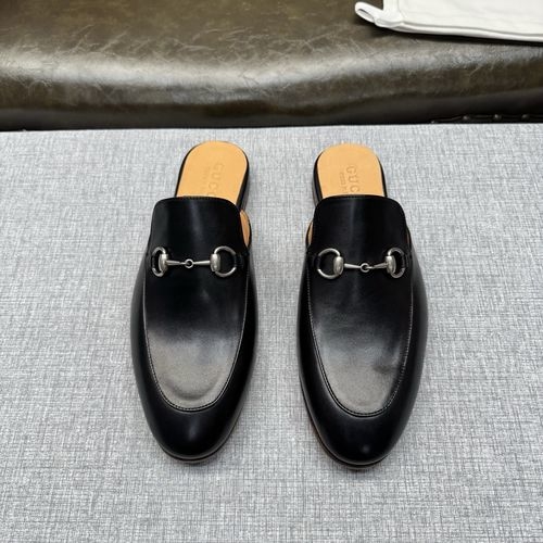 Gucci Calfskin Mule Silver Buckle Apricot Lining