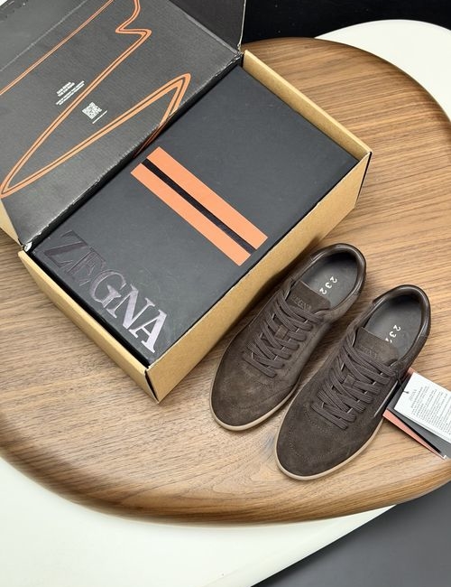 Zegna 232 Suede Leather Sneakers With Rubber Sole