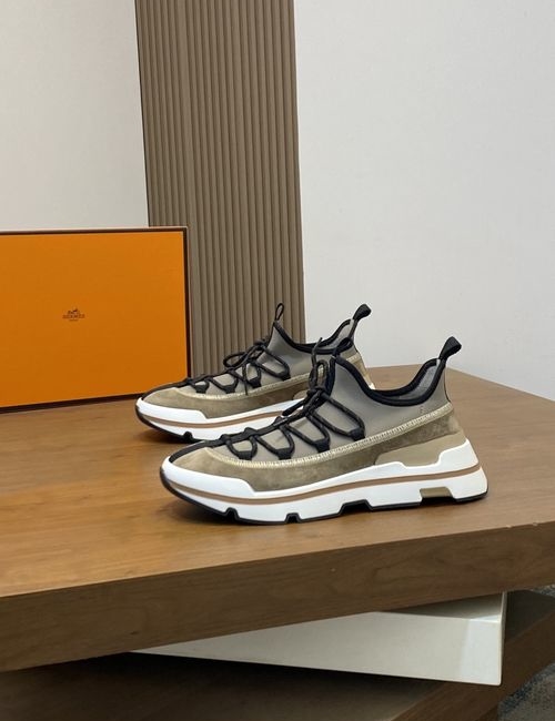 Hermes Bouncing Leather Sneakers With Light Sole