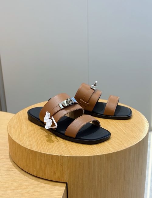 Hermes Classic Slippers With Leather Sole