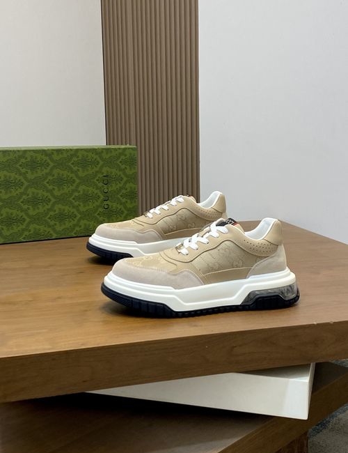 Gucci Premium Leather Casual Sneakers With Brand Webbing