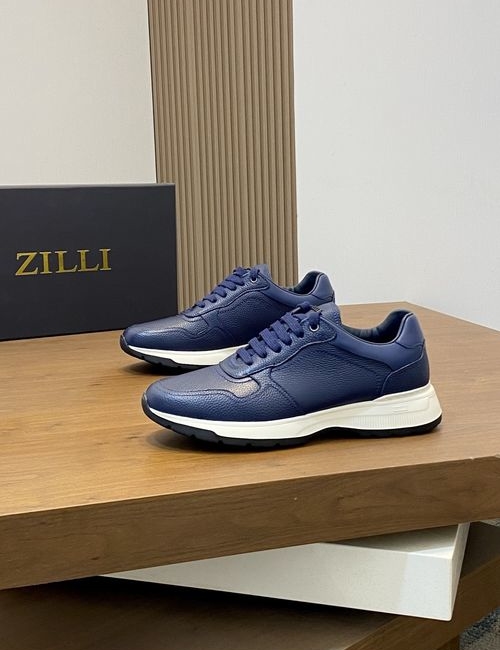 Zilli Stitched Leather Casual Sneakers