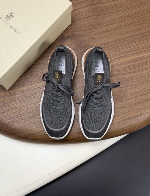 Brunello Cucinelli BC Suede Knit Slip-On Sneakers With Contrast Sole