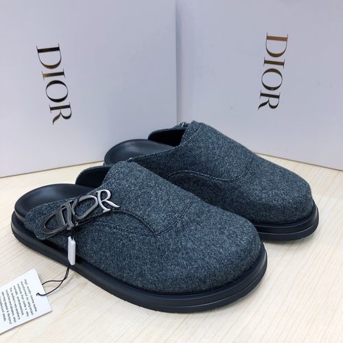 Christian Dior CD Embroidered Leather Slides With Silk Details