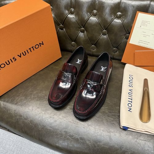 Louis Vuitton LV Burgundy Polished Leather Shoes