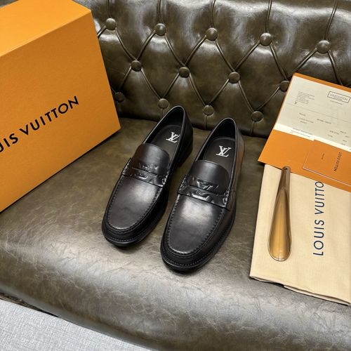 Louis Vuitton LV Black Calfskin Leather Sole Shoes