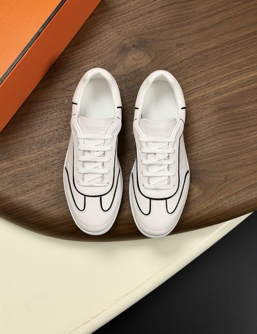 Hermes Cowhide Linen Sneakers With Rubber Sole