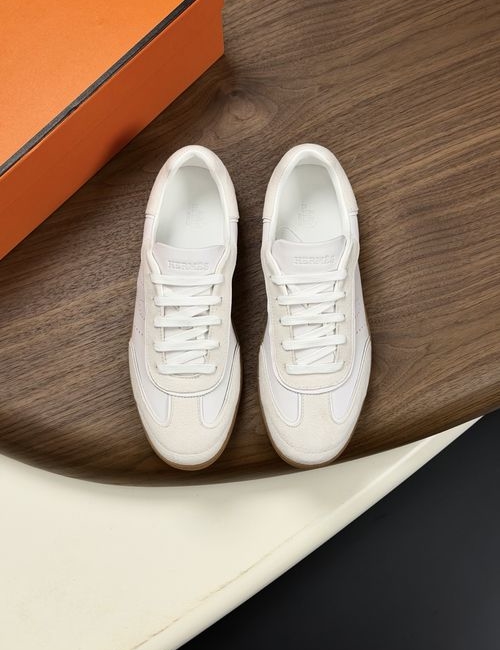 Hermes Cowhide Linen Sneakers With Rubber Sole