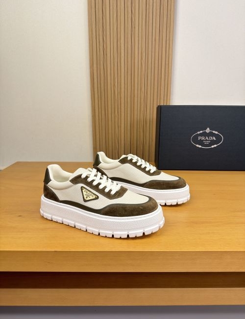 Prada Sophisticated Perforated Leather Casual Sneakers