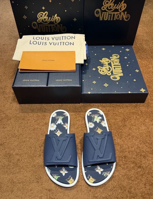 Louis Vuitton LV Waterfront Monogram Logo Slides
