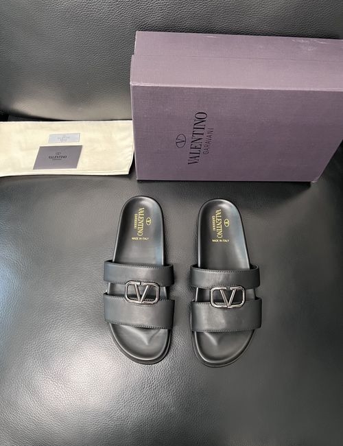 Valentino Color-block Stitched Leather Slippers