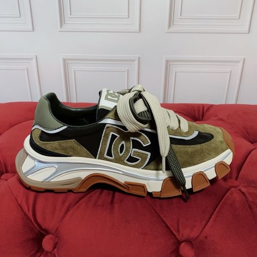 Dolce & Gabbana DG Silk Cowhide Suede Sneakers Logo Accent