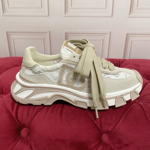 Dolce & Gabbana DG Silk Cowhide Suede Sneakers Logo Accent