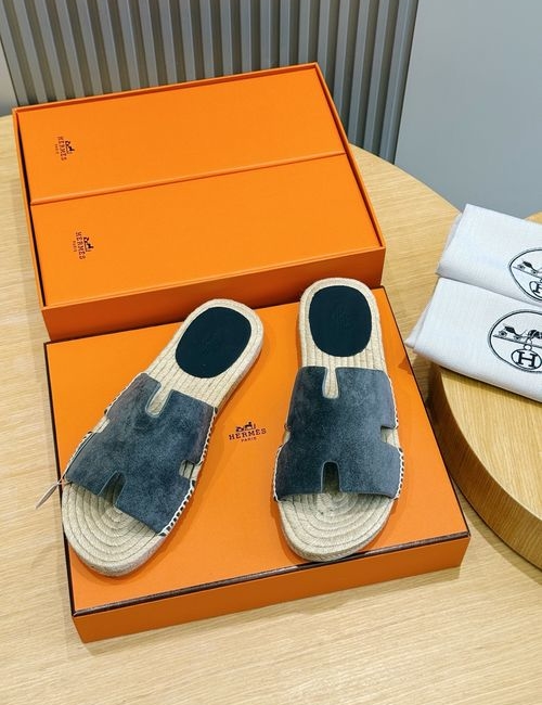 Hermes Antigua Espadrille Slippers Suede Leather Sole