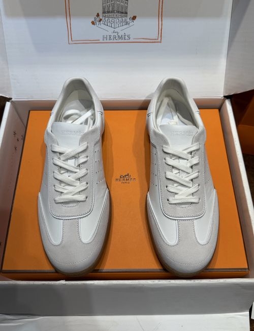 Hermes Bouning Suede Calfskin Sneakers With Rubber Sole