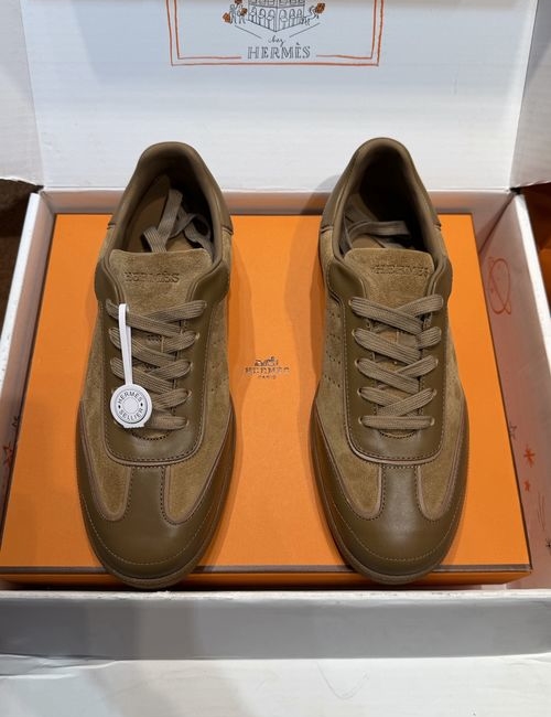 Hermes Bouning Suede Calfskin Sneakers With Rubber Sole