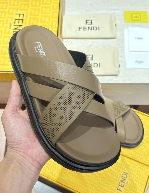 Fendi Beach Sandals With Laser-Cut FF Pattern