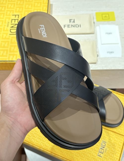 Fendi Beach Sandals With Laser-Cut FF Pattern