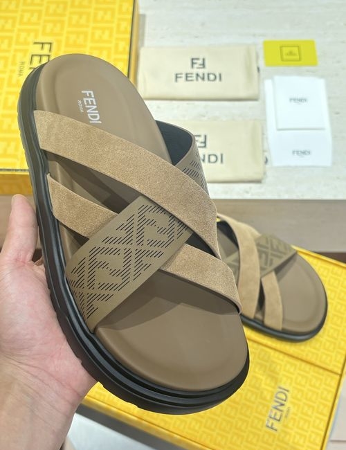Fendi Beach Sandals With Laser-Cut FF Pattern
