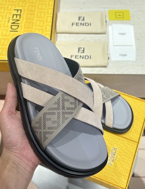 Fendi Beach Sandals With Laser-Cut FF Pattern