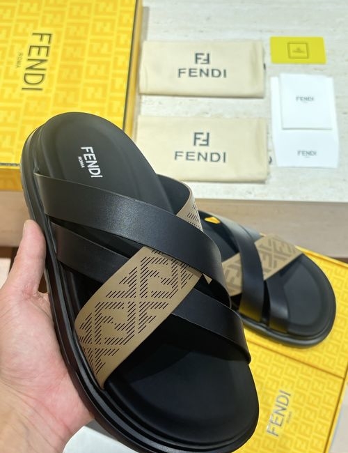Fendi Beach Sandals With Laser-Cut FF Pattern