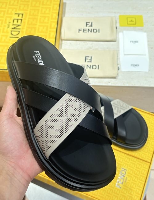 Fendi Beach Sandals With Laser-Cut FF Pattern