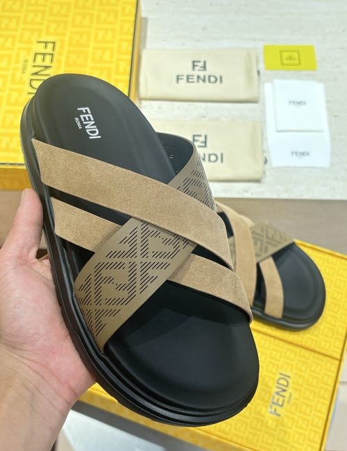Fendi Beach Sandals With Laser-Cut FF Pattern