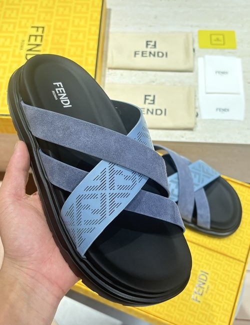 Fendi Beach Sandals With Laser-Cut FF Pattern