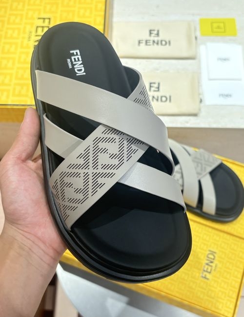 Fendi Beach Sandals With Laser-Cut FF Pattern